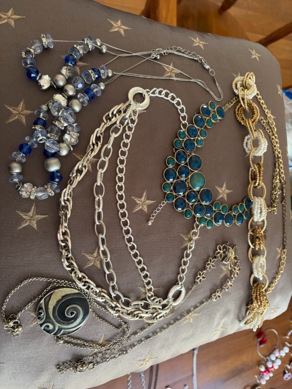 Gold & Teal Statement Necklace Set - Women Jewelry